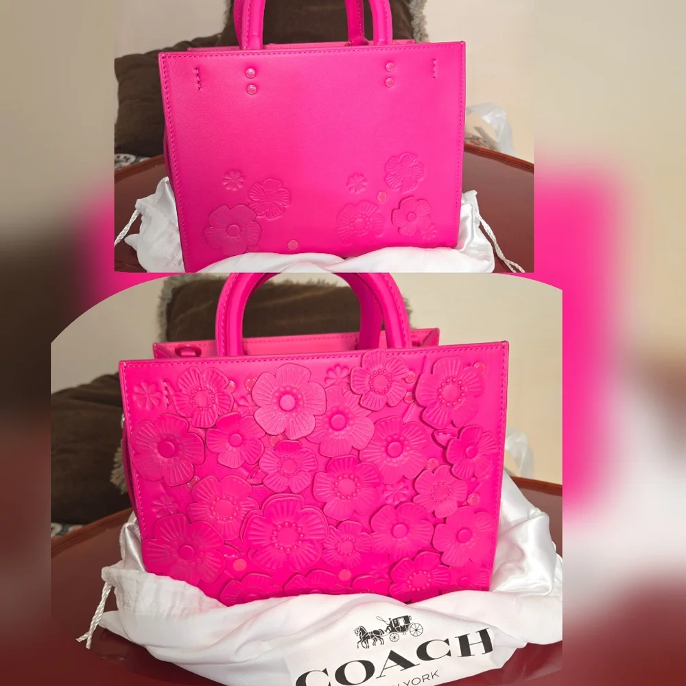 Coach Rogue 25 Dragonfruit with Tea Rose in Silver Rare NWOT Never Used - Picture 10 of 16